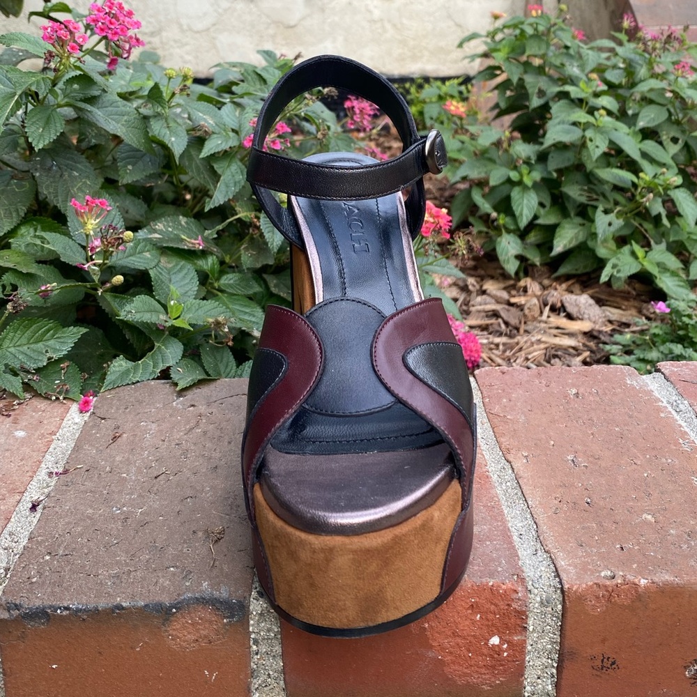 Coach Platform Sandal MXM - 70s style - Mahogany Biscotti Black color block - Picture 8 of 16